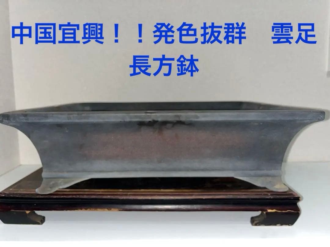 中国古盆器＜中国宜興・烏泥　在落款・泥味抜群　盆栽鉢