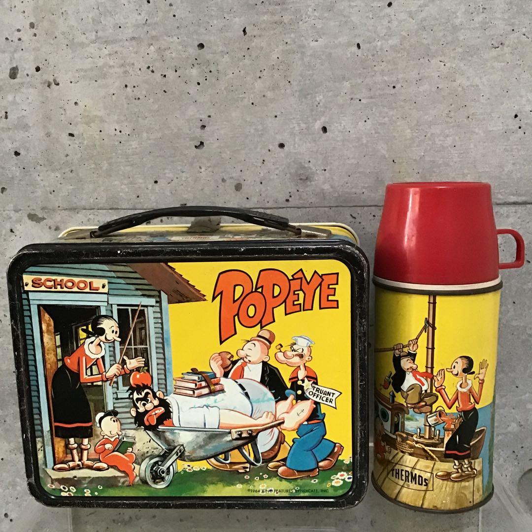 60s ポパイ POPEYE ブリキランチボックス 水筒付き ビンテージ