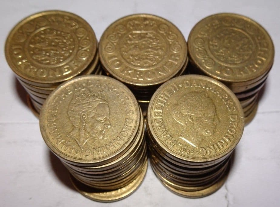 デンマーク硬貨 10クローネ 50枚 約23mm