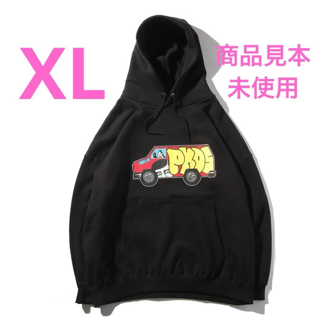 花*様 バスBIGパーカ PUNK DRUNKERS ブラック パーカー XL