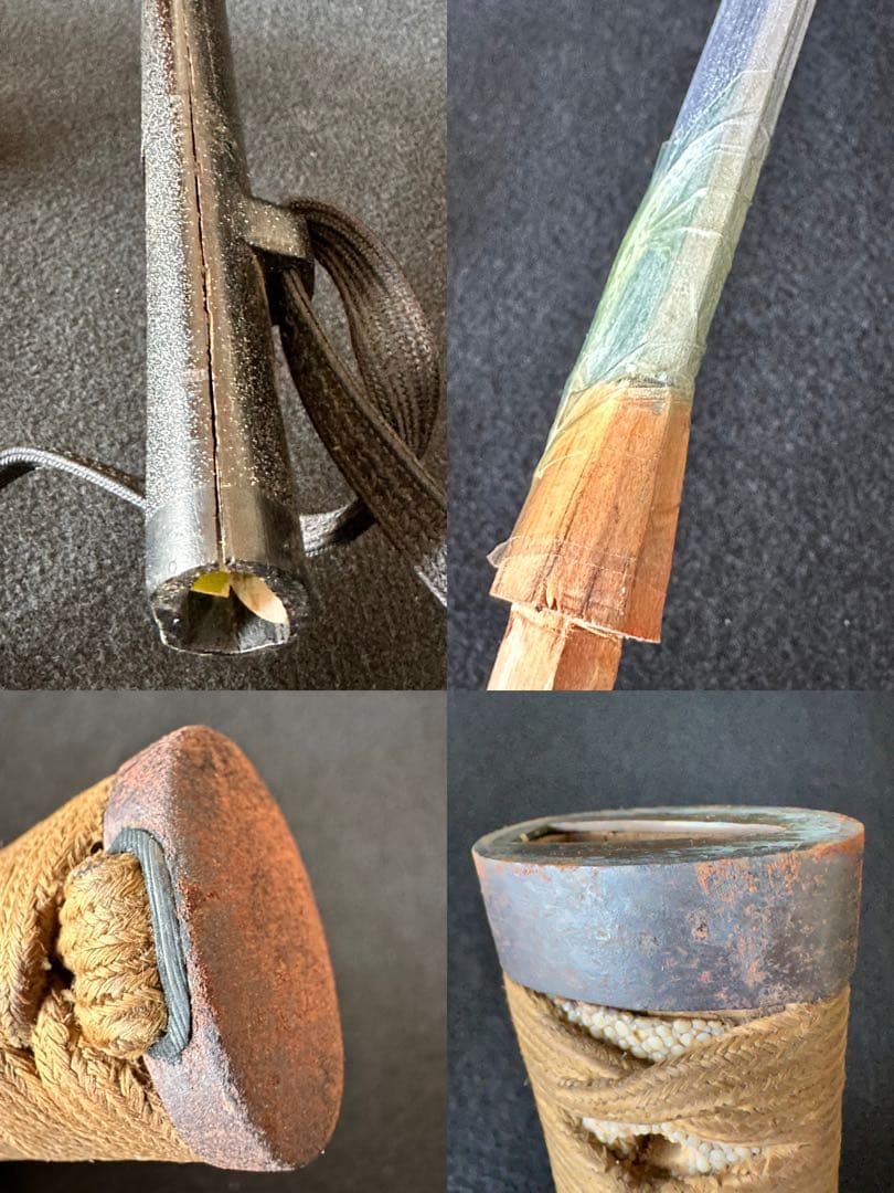 刀装具　 脇差　拵え　鉄地蛙図鍔　獅子目貫　時代 武具　 骨董　古美術　現状B