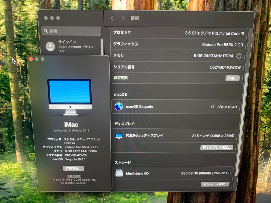 Apple iMac 21.5インチ　A2116 2019 retina 4K