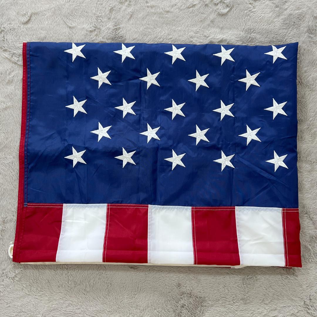 ヴィンテージ アメリカ国旗 星条旗 特大サイズ フラッグ 刺繍仕上げ USA