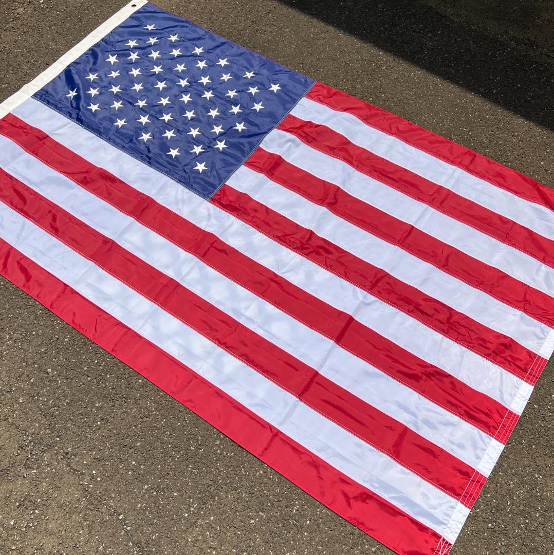ヴィンテージ アメリカ国旗 星条旗 特大サイズ フラッグ 刺繍仕上げ USA