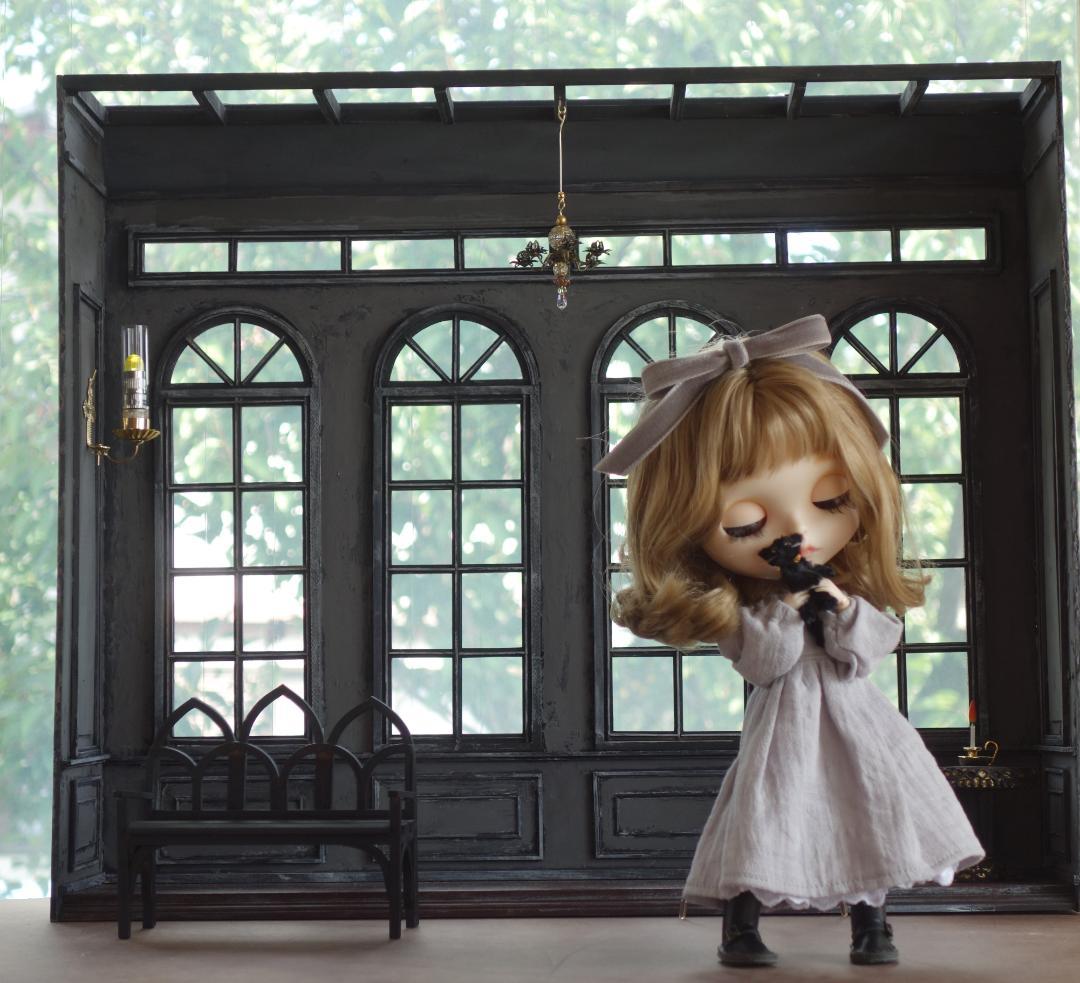 背景ボード　木製ドールハウスNo.3　ゴシック