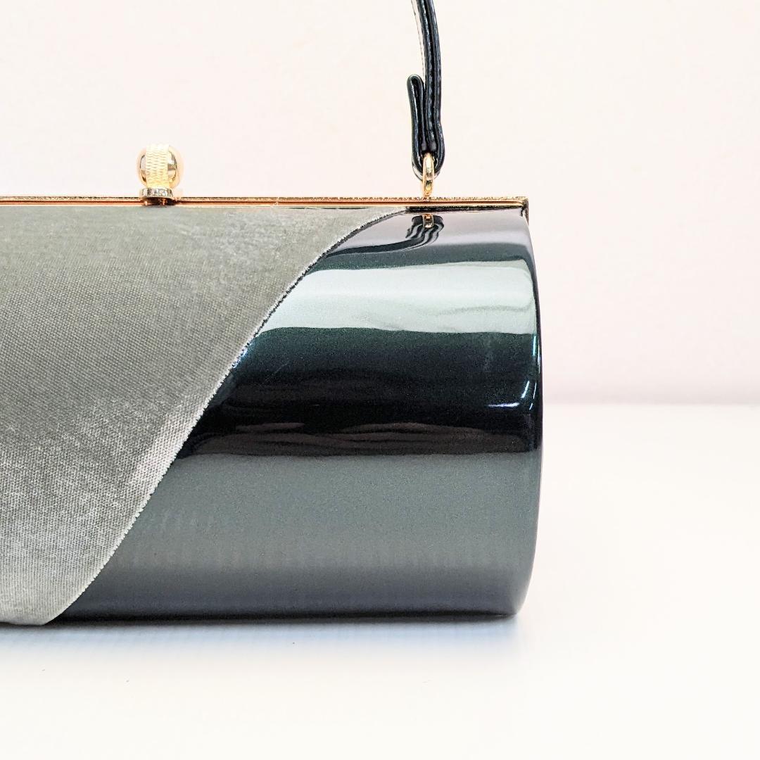 ベロア 3枚芯 ハイヒール 草履バッグ セット グリーン w64-3