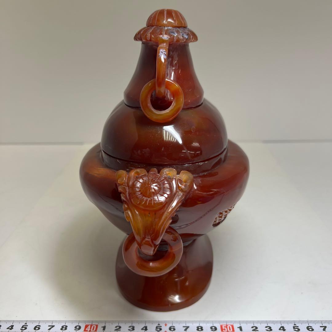 中国美術　本黄瑪瑙　香炉　1796g トヒサ　東な8-0121☆2F