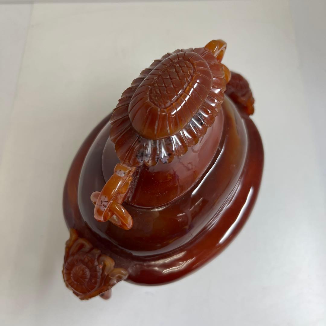 中国美術　本黄瑪瑙　香炉　1796g トヒサ　東な8-0121☆2F