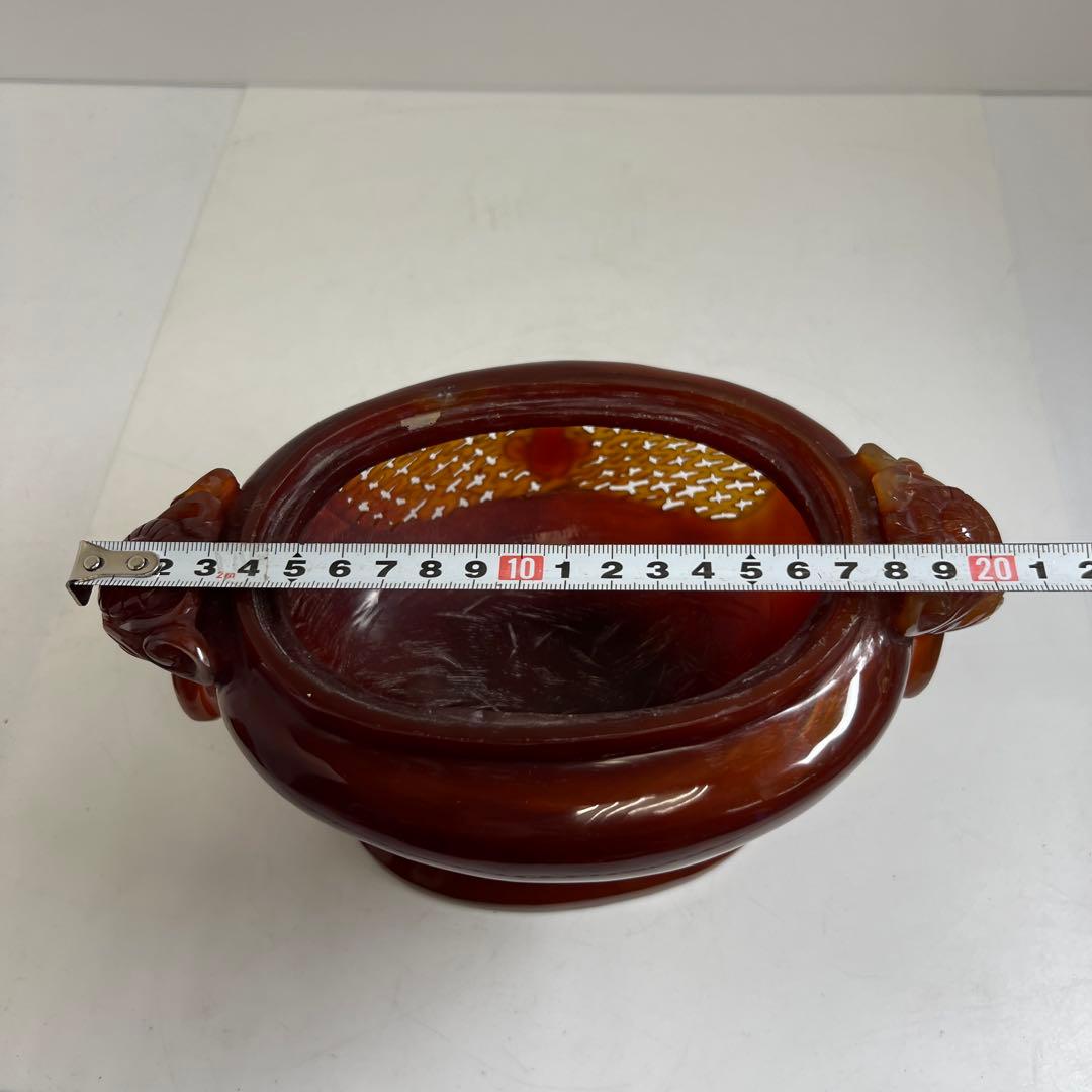 中国美術　本黄瑪瑙　香炉　1796g トヒサ　東な8-0121☆2F