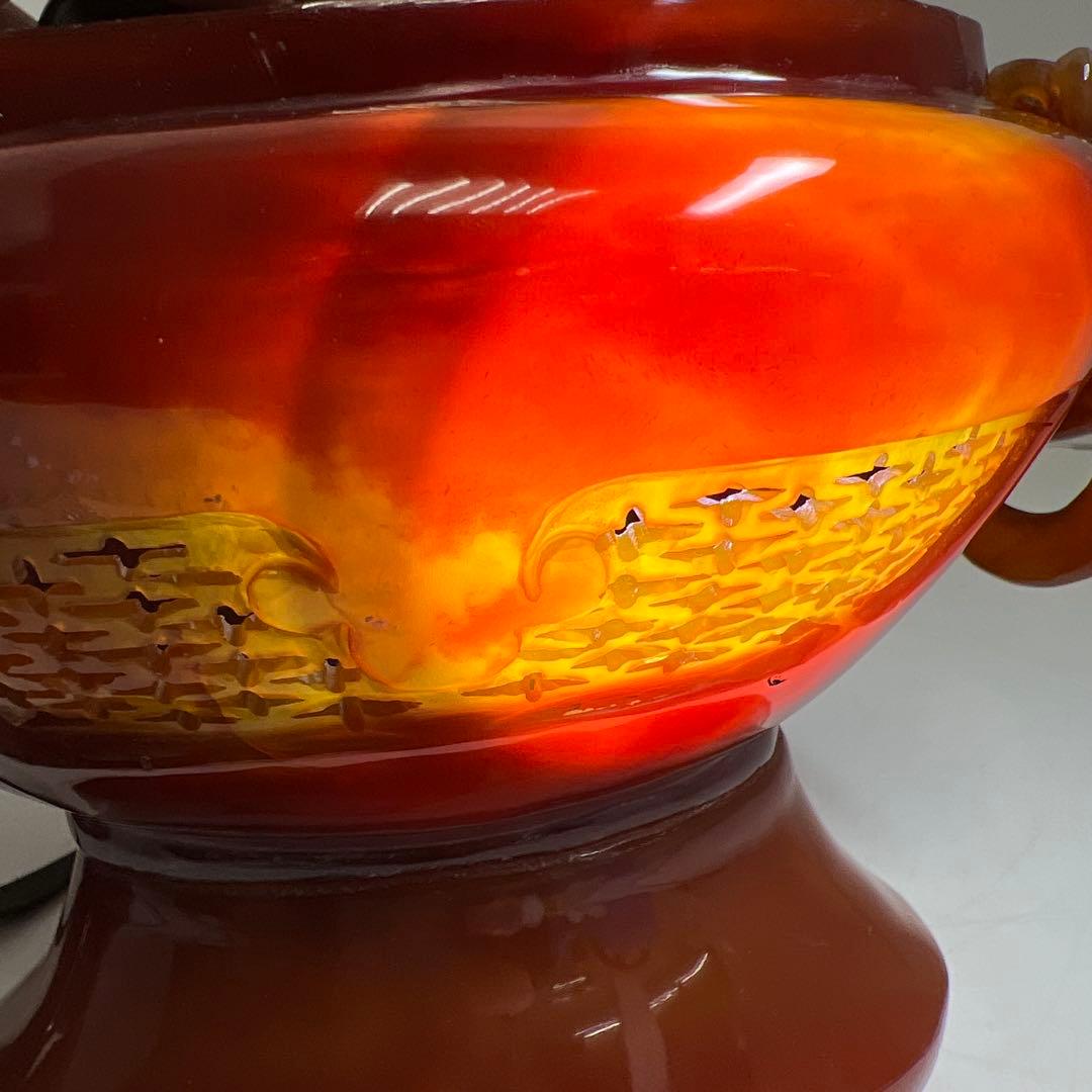 中国美術　本黄瑪瑙　香炉　1796g トヒサ　東な8-0121☆2F