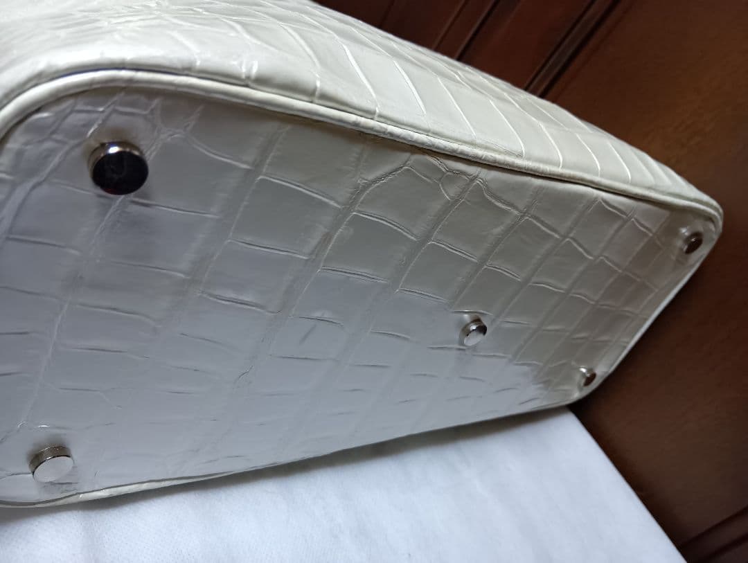 JRAクロコダイルJRAハンドバッグ パールホワイト
