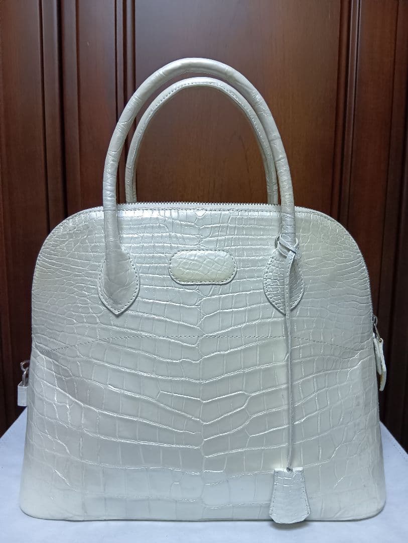 JRAクロコダイルJRAハンドバッグ パールホワイト