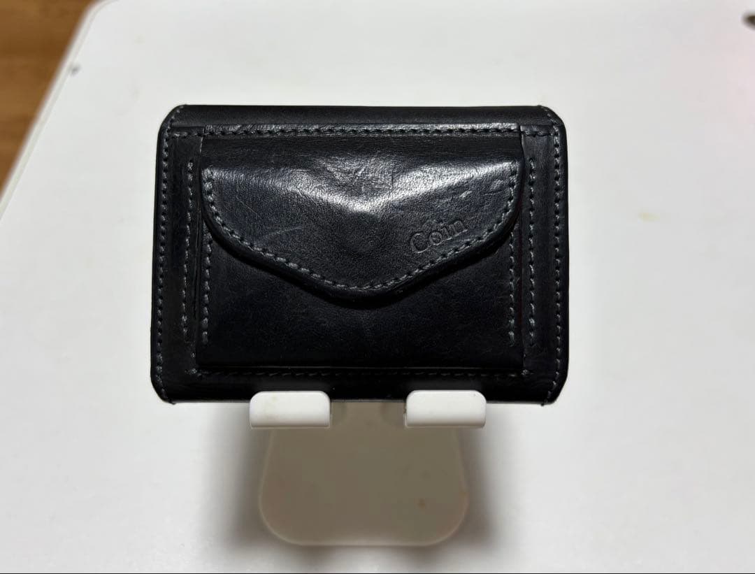 池之端銀革店プエブロレザーコンパクトウォレット　midnight