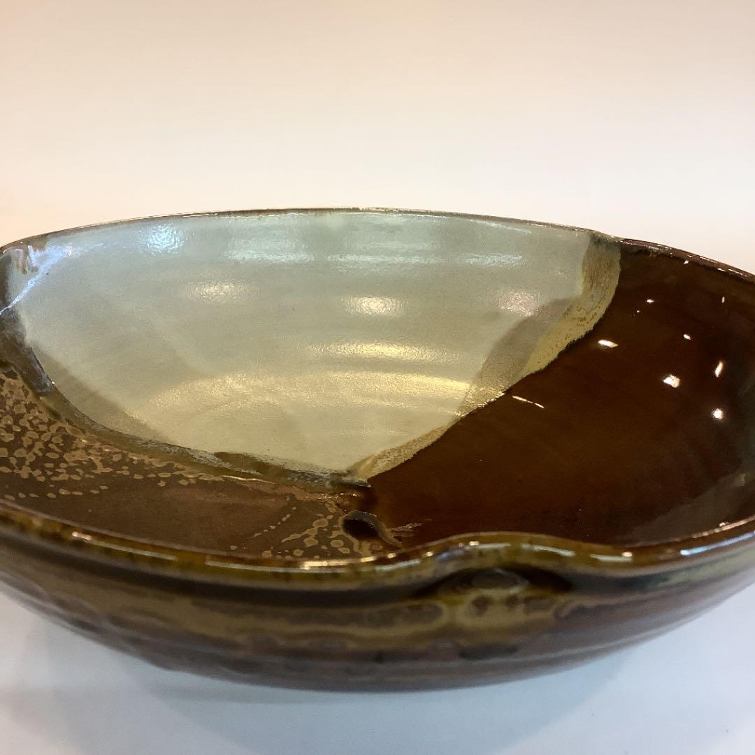 【茶道具】菓子器　高取焼　鬼丸碧山作