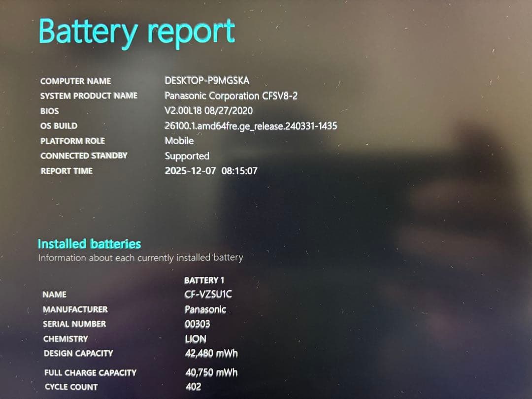 Windowsノート本体 Let's note CF-SV8 8GB SSD256GB