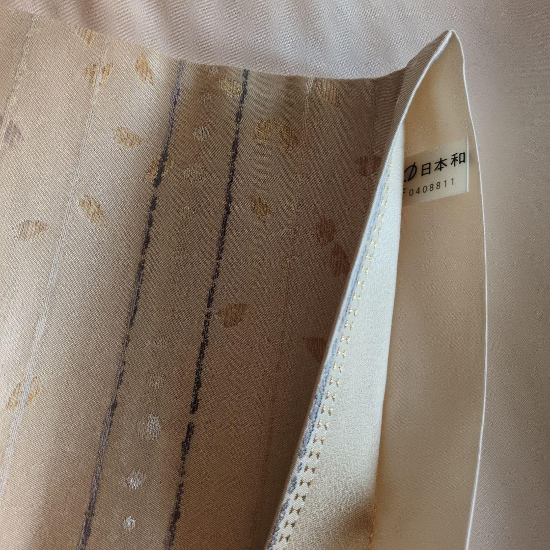未使用　正絹袋帯　河瀬満織物　横段に花弁散らし　証紙アリ