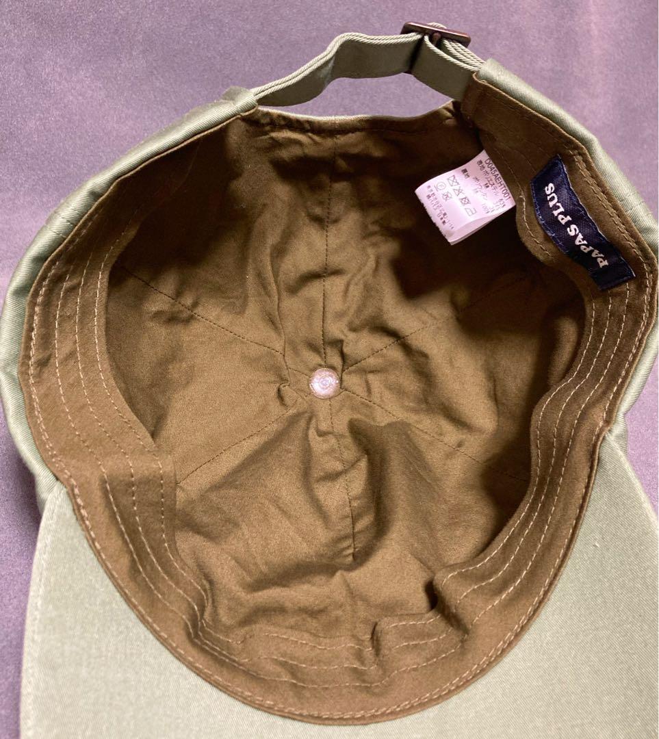 美品 未使用 PAPAS PLUS + パパス プラス刺繍 キャップ カーキ