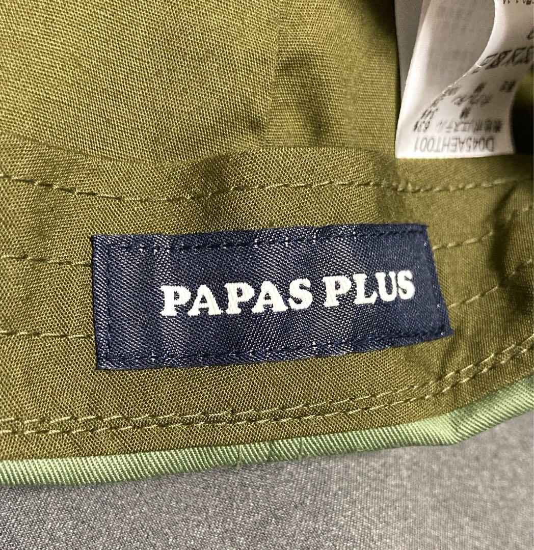 美品 未使用 PAPAS PLUS + パパス プラス刺繍 キャップ カーキ