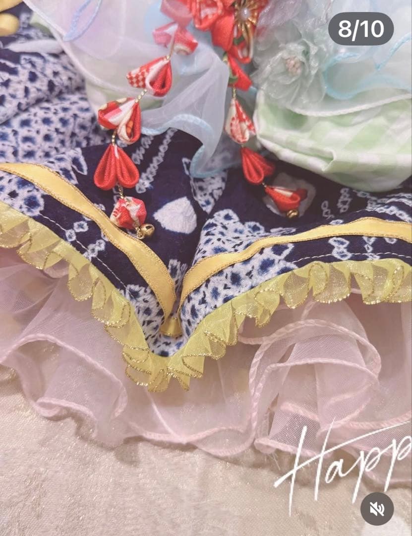 F3.pon2pan2☆現品犬浴衣☆犬浴衣☆犬有松絞り浴衣