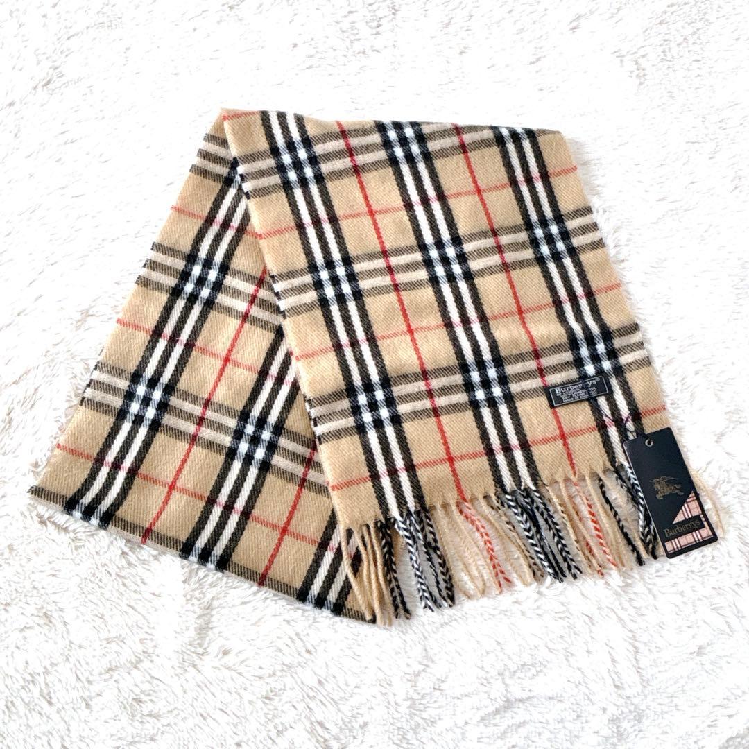 未使用✨バーバリー Burberry マフラー ノバチェック ラムウール100