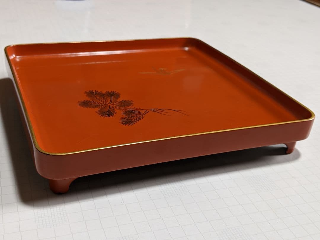 「折鶴＆松」朱漆小膳 20客 アンティーク