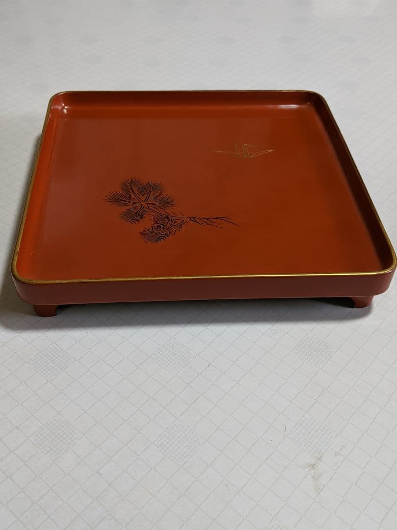 「折鶴＆松」朱漆小膳 10客 アンティーク