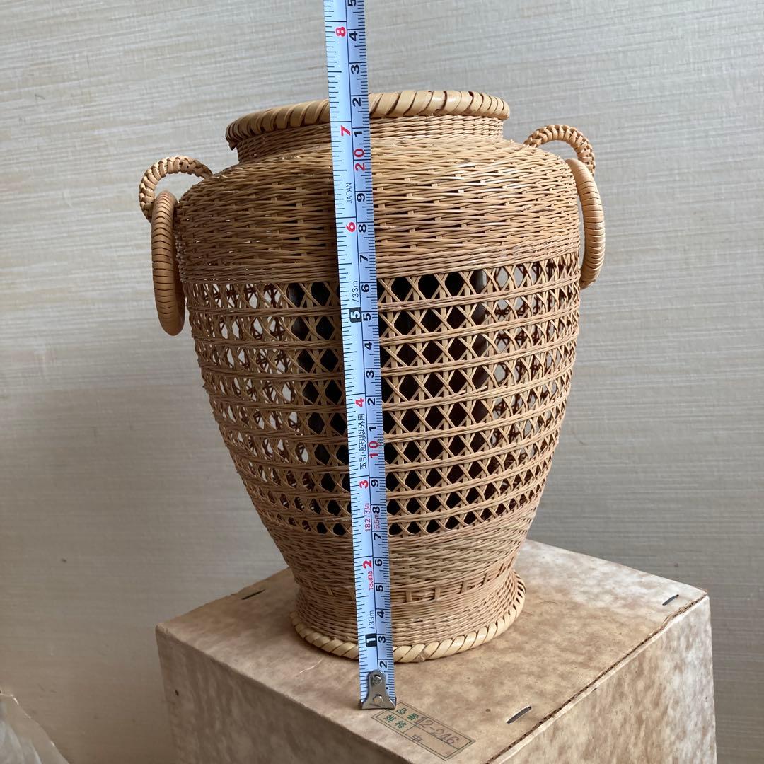 竹清作 花入耳付花籠竹籠 竹細工 細密編 茶道具