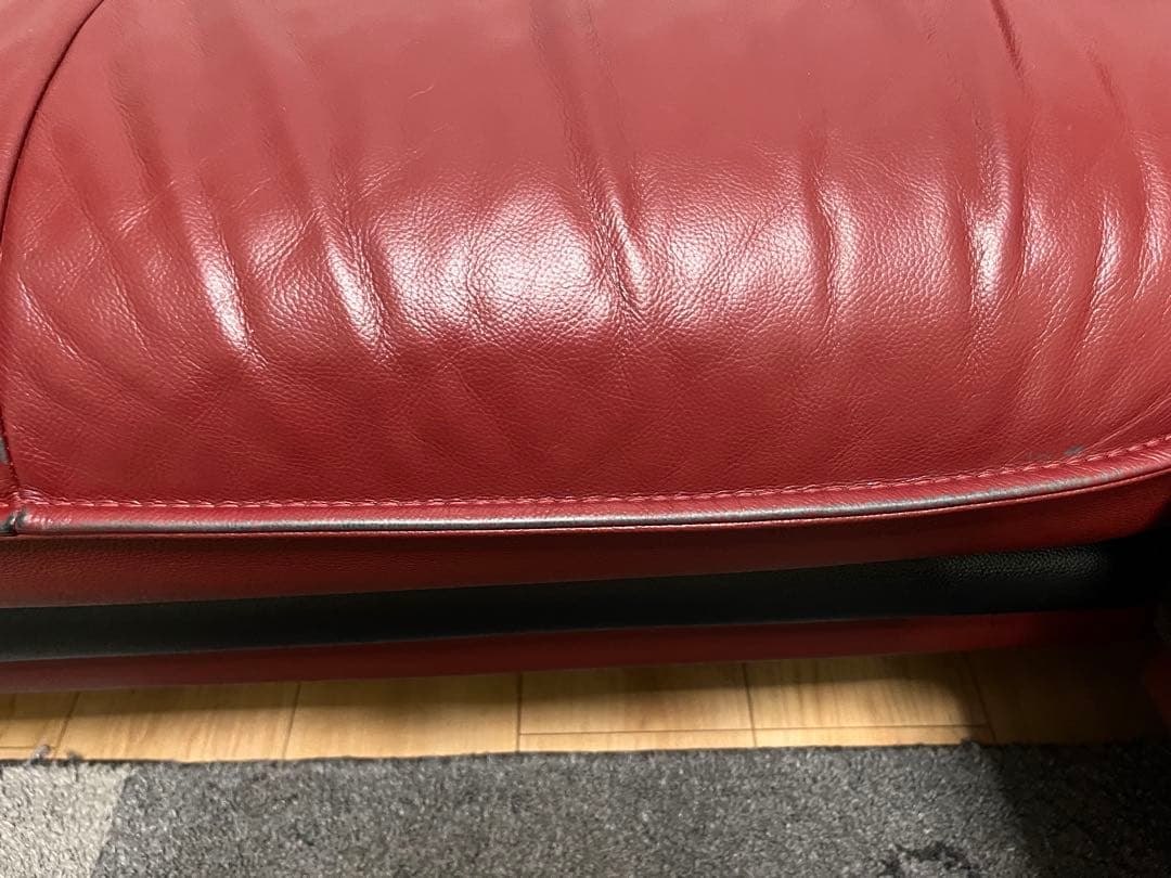 ●期間限定●赤いレザーコーナーソファ