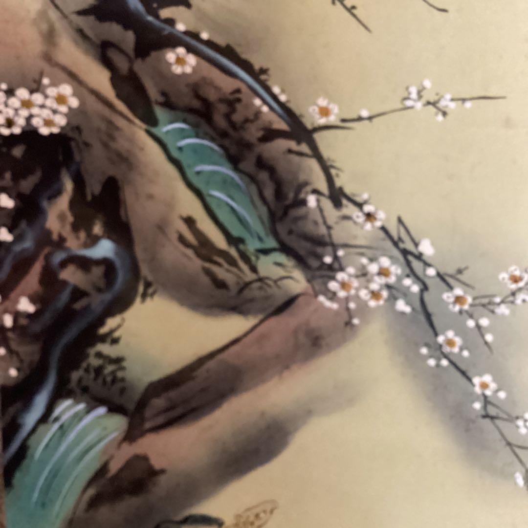 芳　崖　在名　　絹本三幅対　【寿老人　松鶴　梅亀　】祝い軸　自題共箱　613