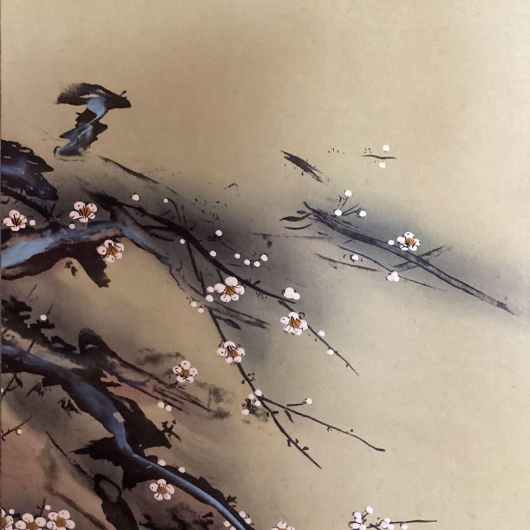 芳　崖　在名　　絹本三幅対　【寿老人　松鶴　梅亀　】祝い軸　自題共箱　613