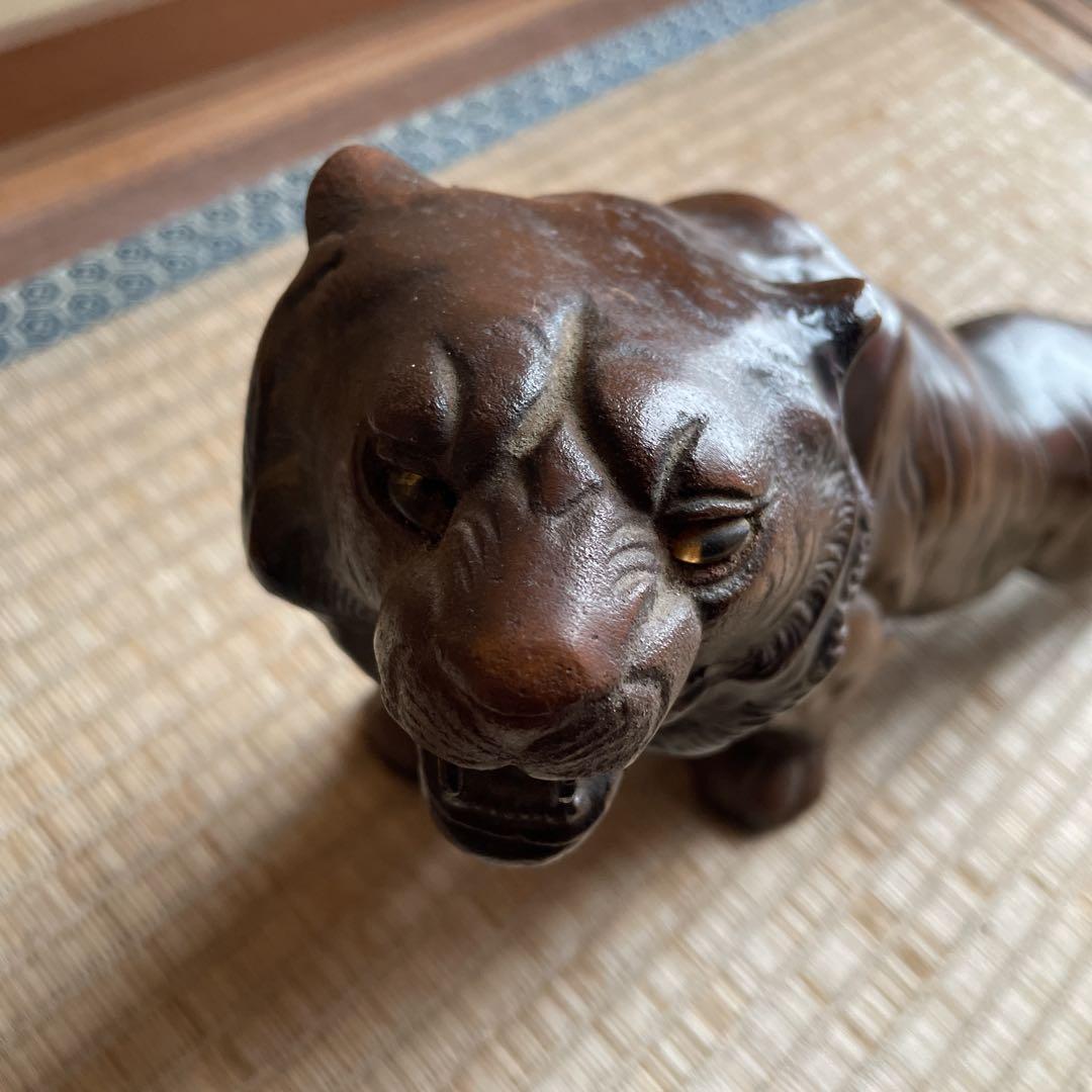 虎　ヒョウ　置き物　古美術