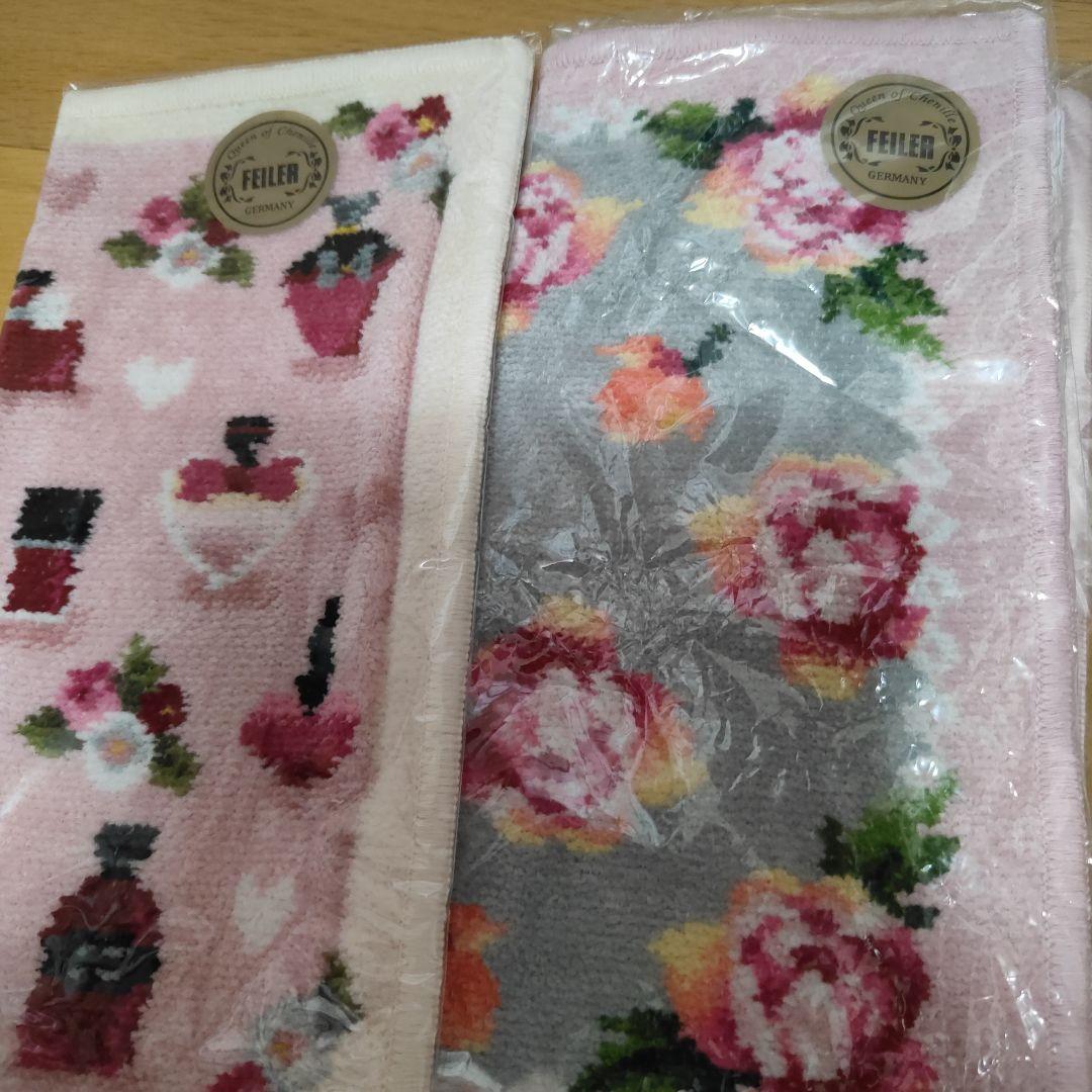 タオルハンカチ 8枚セット 花柄 香水モチーフ　フェイラー　ピンク　新品未使用