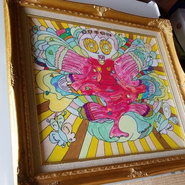 絵画、天使の笑顔