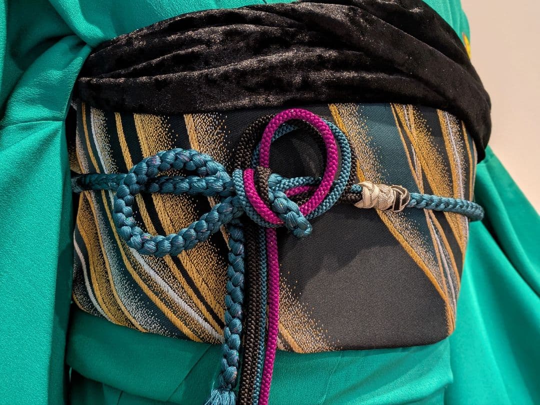 振袖フルセット 身丈164裄70 豪華振袖 金銀彩 緑 黒 更紗 逸品 成人式