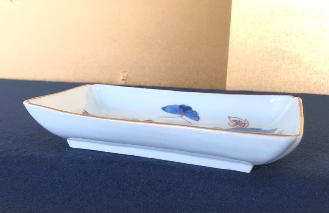 《R》伊万里 金彩色絵 長皿4客 角皿 懐石　251007あ7