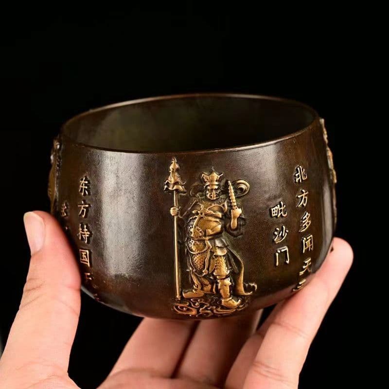 大清乾隆 四天王 銅壺 銅鉢 奉納 法器 工芸品 美術品 置物