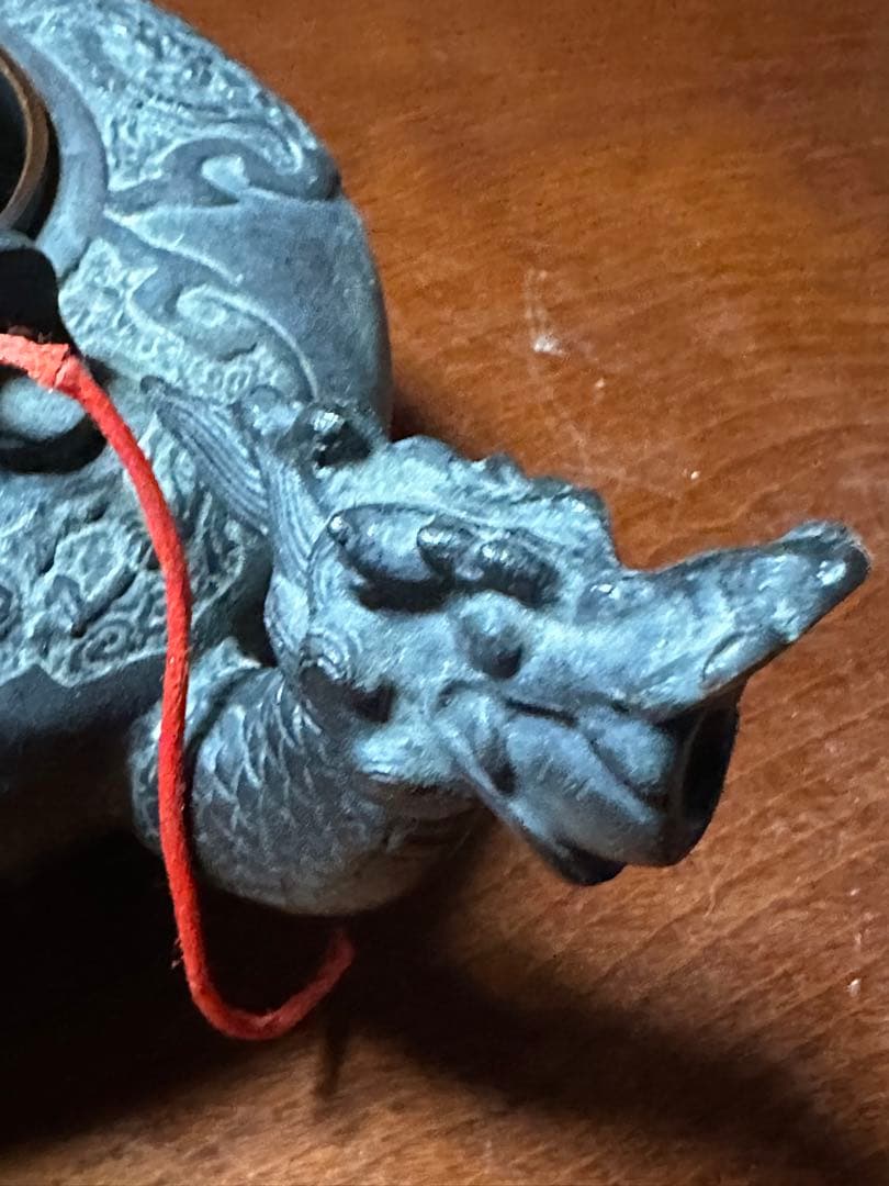 龍形彫 鉄瓶 時代物