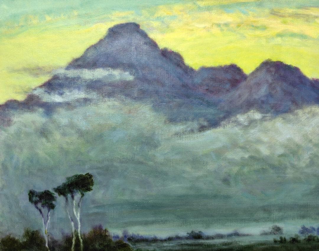 「明ける尾瀬ヶ原」2004 F15 風景画 油絵 油彩画 アート 絵画