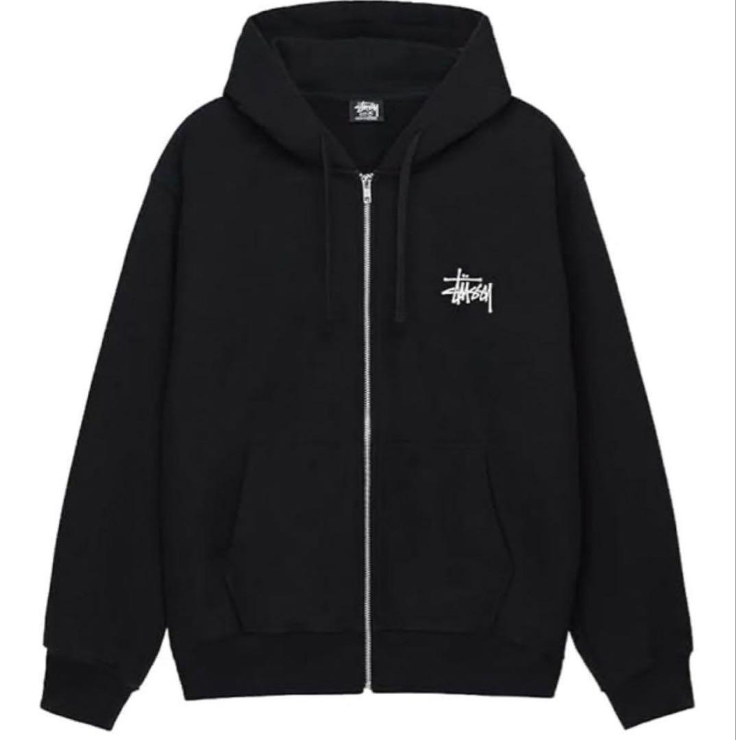 Stussy ブラック ジップアップパーカー L