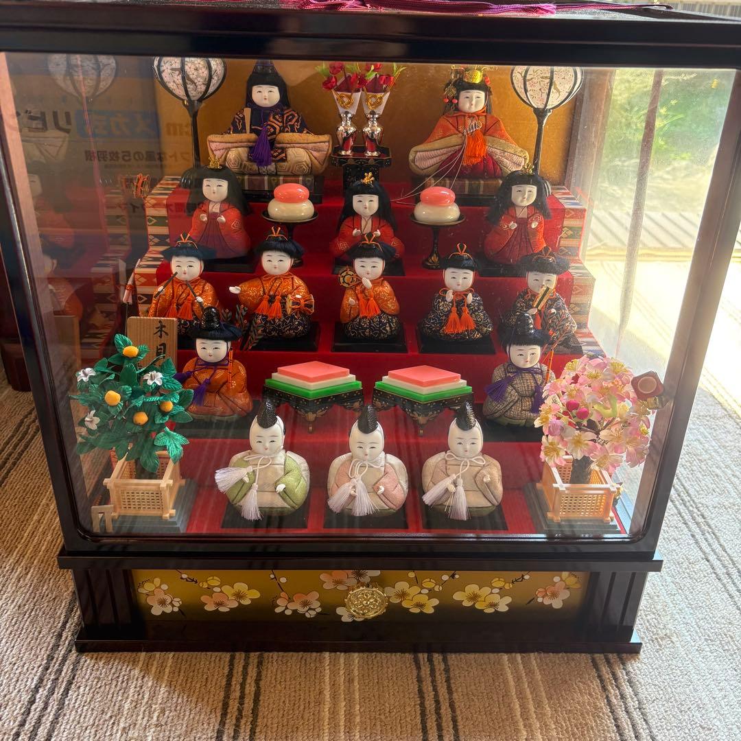 雛人形セット 15体 ガラスケース付き