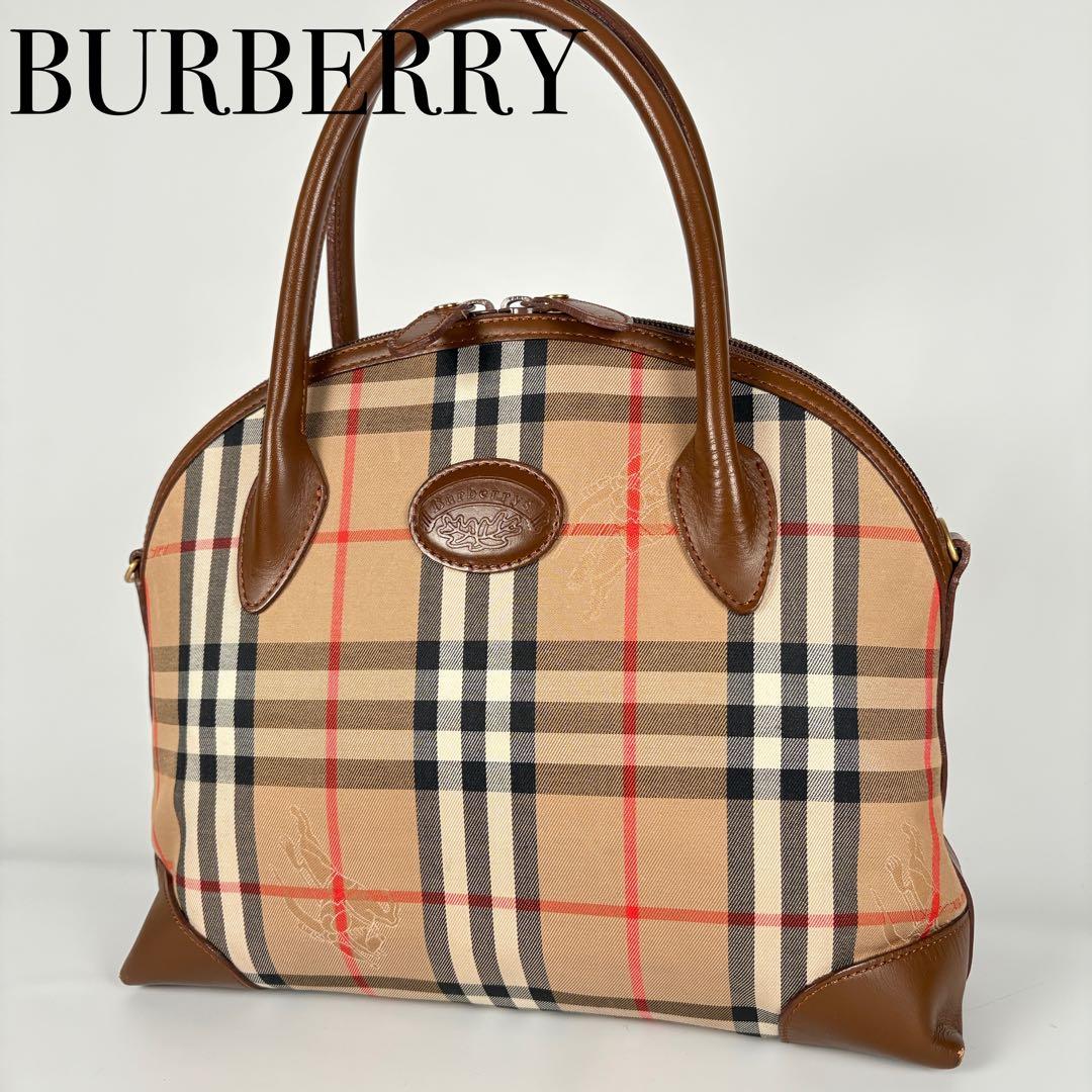 良品　希少　月桂樹　バーバリー　ハンドバッグ　ノバチェック
