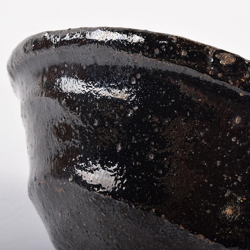 茶道具　十一代楽吉左衛門　慶入造　黒楽茶碗　夏茶碗　時代箱付　D　R7856