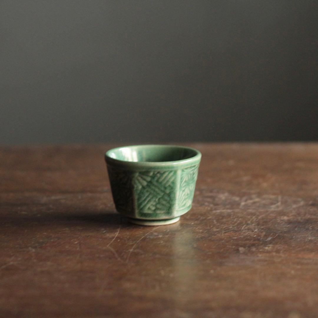 珉平焼 面取 盃 ぐい呑み 酒器 No.3 古道具 アンティーク