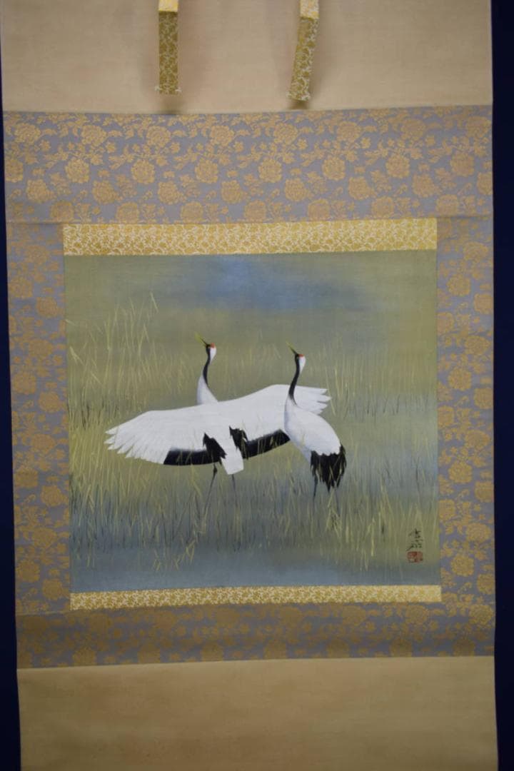 真作/川村憲邦/翔鶴/桐共箱付/布袋屋掛軸HG-560