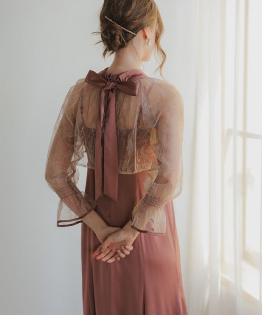 【美品】dorry doll ドリードール　リーフブラウスセットドレス　ピンク系