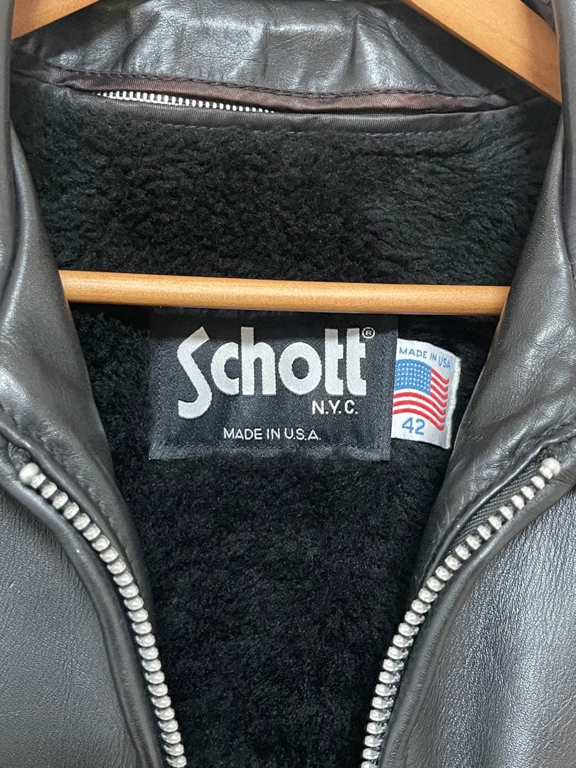 Schott 642 USA製 シングルライダース ジャケット 42 ライナー付