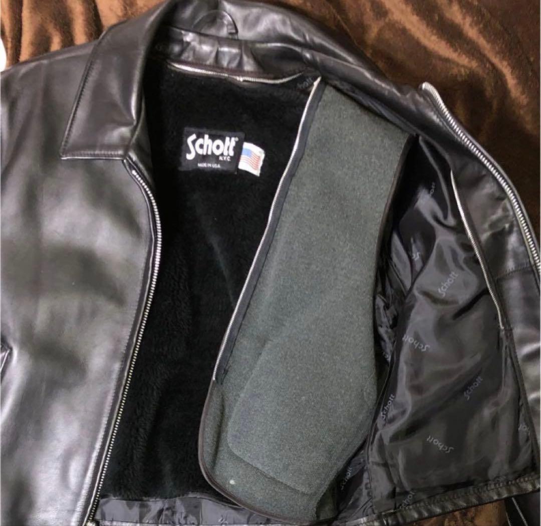 Schott 642 USA製 シングルライダース ジャケット 42 ライナー付