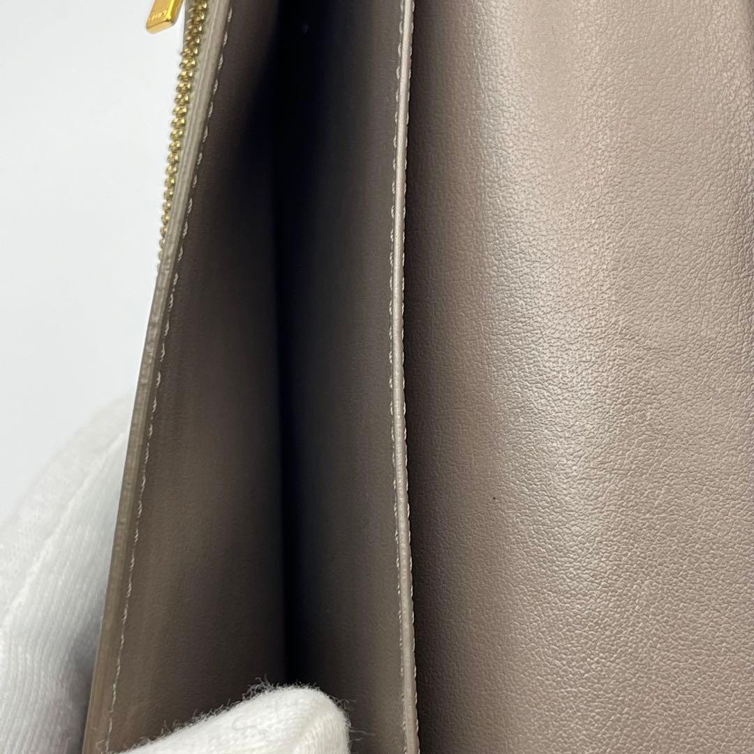 CELINE セリーヌ レザー ストラップ ラージ ウォレット グレージュ