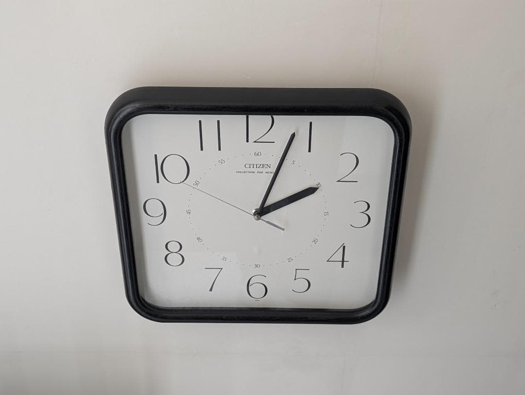 ビンテージ ウッドフレーム ウォールクロック 大きめ 90s シック モノトーン