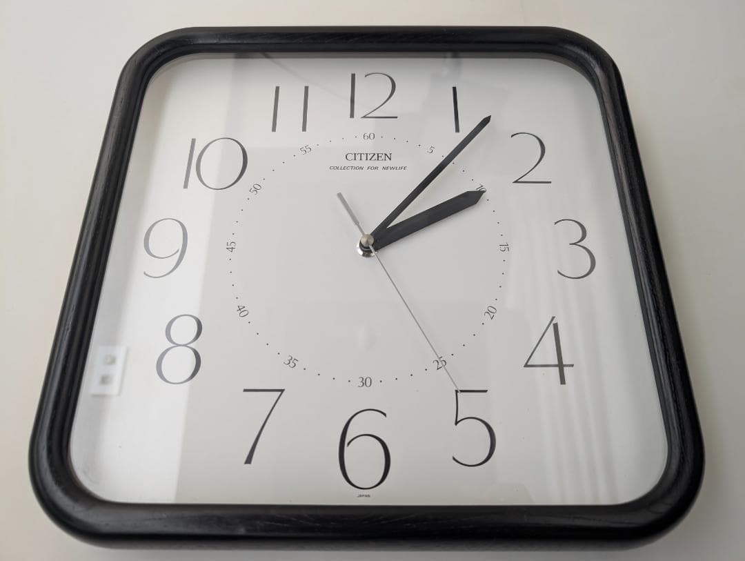 ビンテージ ウッドフレーム ウォールクロック 大きめ 90s シック モノトーン